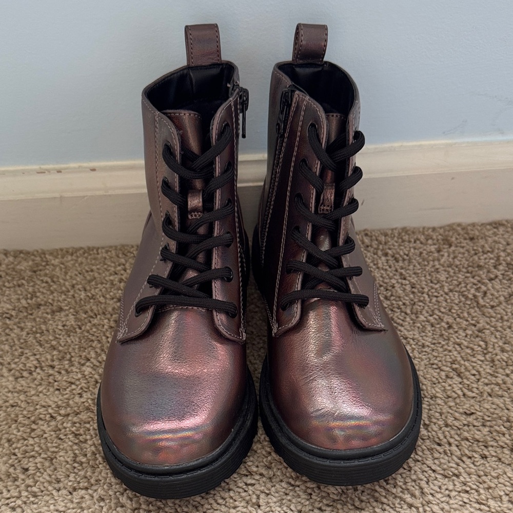 Metallic Kids Combat Boots NEW Size 3